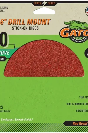 Fresh Stock Gator 3012 Sanding Disc, 6 in Dia, 60 Grit, Coarse, Aluminum Oxide Abrasive, Paper Backing