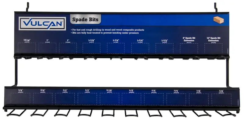 Brand New Vulcan 994900 Spade Drill Bits Rack, 2-Tool Holder, 21-1/2 in W, Metal