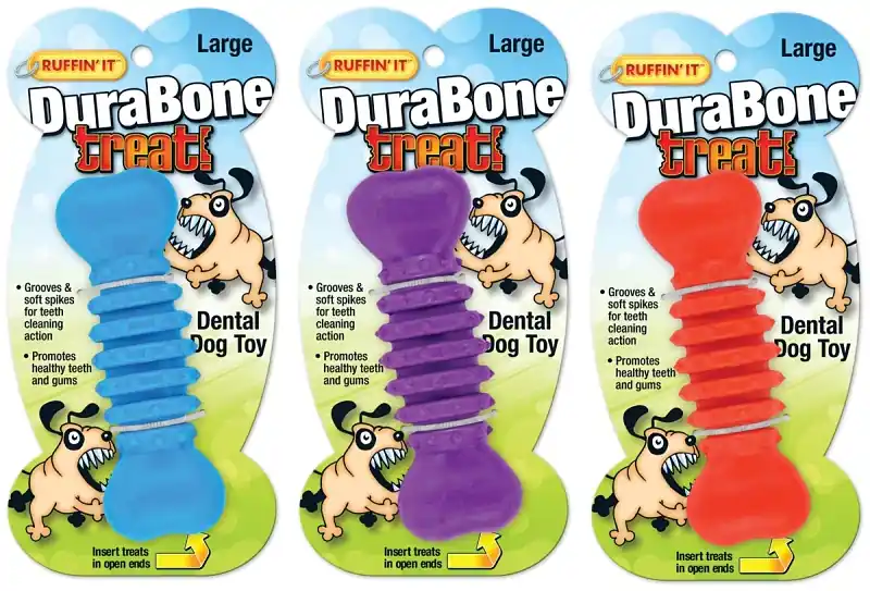 Ruffin'It 80505 Dog Toy, L, Durabone, Blue/Purple/Red Authentic