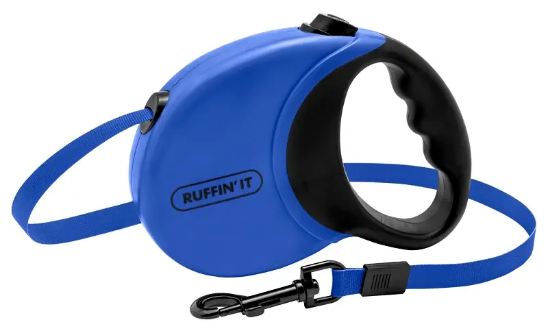 Crafted Ruffin'It 98627 Retractable Leash, 16 ft L, Blue/Red, L, Pack of 6