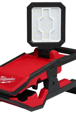 While Supplies Last Milwaukee M18 ROVER 2358-20 Clamping Flood Light, 18 V, LED Lamp, Natural, 2000, 1000, 500 Lumens, Plastic Fixture