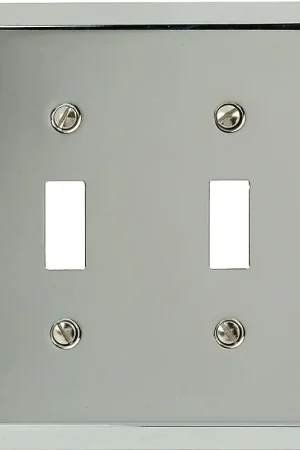 Amerelle 161TT Wallplate, 4-15/16 in L, 4-9/16 in W, 2-Gang, Steel, Polished Chrome Fast Shipping