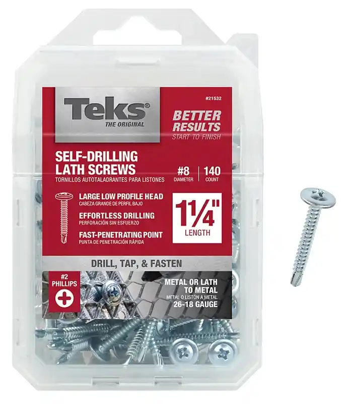 Teks 21532 Lath Screw, #8 Thread, 2.38 in L, Truss Head, Phillips Drive, Drill Point, Steel, Zinc, 140 PK Top Pick
