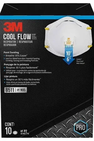 3M 8511PB1-A/8511 Disposable Valve Respirator Mask, N95 Filter Class, 95 % Filter Efficiency Price Cut