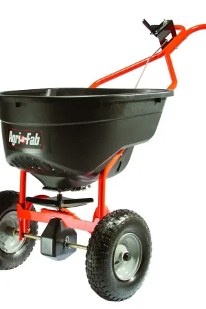 Agri-Fab 45-0462 Broadcast Spreader, 25,000 sq-ft Coverage Area, 12 ft W Spread, 130 lb, Poly Hopper, Pneumatic Wheel Trusted Brand