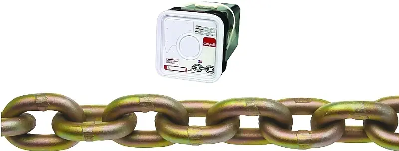 Today Only Campbell 0510526 Transport Chain, 5/16 in, 50 ft L, 4700 lb Working Load, 70 Grade, Carbon Steel, Chrome Yellow/Zinc