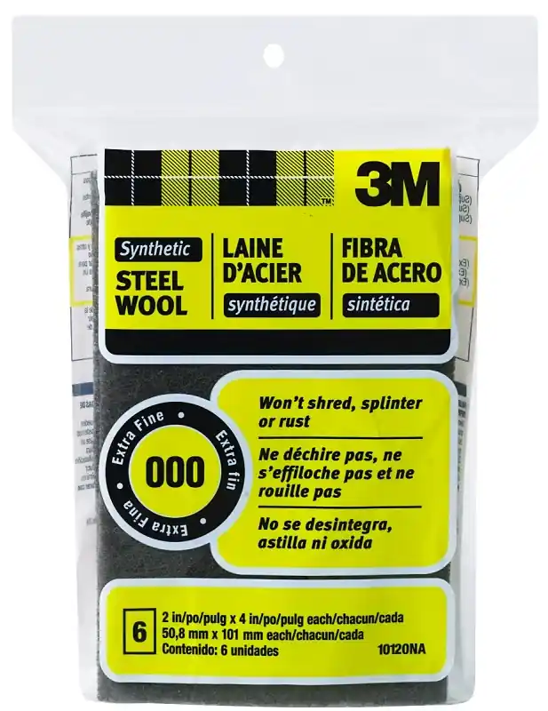 3M 10120NA Wool Pad, 4 in L, 2 in W, 000 Grit, Very Fine New Arrival