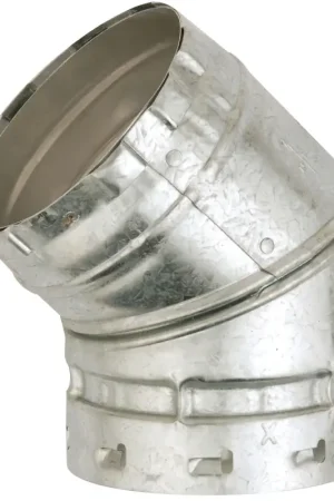 AmeriVent 5E45 Elbow, 5 in Connection, 0.018 Gauge, Aluminum/Steel, Galvanized Must Have