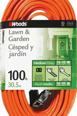 Woods 0724 Extension Cord, 16 AWG Cable, 100 ft L, 10 A, 125 VAC, Orange Weekend Sale