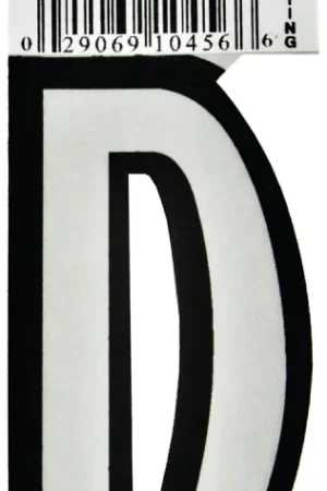 Authentic Hy-Ko PS-20/D Reflective Letter, Character: D, 3-1/4 in H Character, Black/White Character, Vinyl, Pack of 10