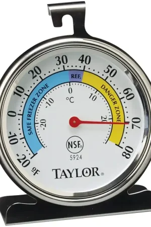 Buy Online Taylor 5924 Fridge/Freezer Thermometer, -20 to 80 deg F, Analog Display, White