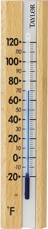 Taylor 5141 Thermometer, -20 to 120 deg F, Wood Casing Professional Grade