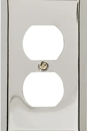 Amerelle 161D Duplex Receptacle Wallplate, 4-5/16 in L, 2-7/8 in W, 1-Gang, Steel, Polished Chrome Certified