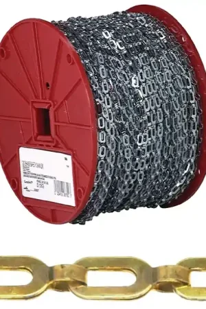 Campbell 072-3817N Plumbers Chain, 1/0, 200 ft L, 35 lb Working Load, Brass, Bright Mega Sale
