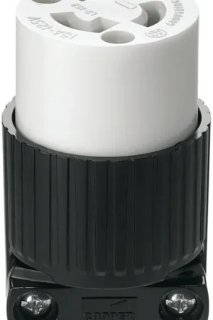 Top Rated Eaton Wiring Devices WD4729 Twist Lock Connector, 2-Pole, 15 A, 125 V, NEMA: NEMA L5-15, Black/White