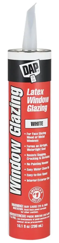 DAP 12108 Latex Window Glazing, Paste, White, 10.1 fl-oz Cartridge Instant Buy