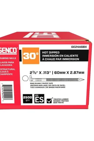 Hassle-Free Returns Senco GE24ASBX Collated Nail, 2-3/8 in L, Steel, Galvanized, Clipped Head, Ring Shank