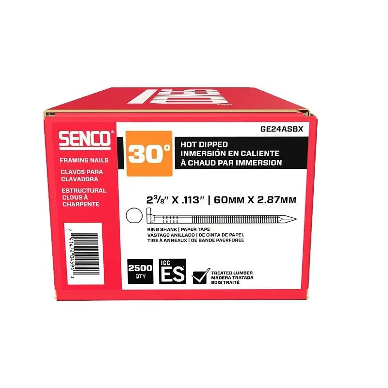 Hassle-Free Returns Senco GE24ASBX Collated Nail, 2-3/8 in L, Steel, Galvanized, Clipped Head, Ring Shank