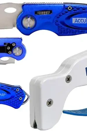 Accusharp 041C Sharpener and Knife Combo, Aluminum Handle, Blue Same Day Shipping
