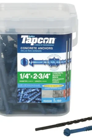Free Returns Tapcon 24530 Screw Anchor, 2-3/4 in L, Hex Drive, Steel, Climaseal