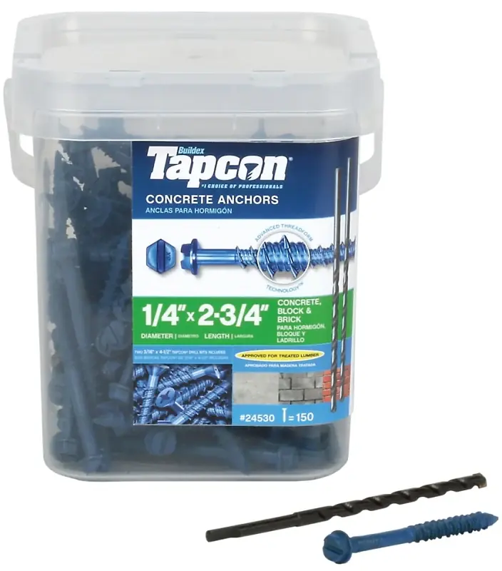 Free Returns Tapcon 24530 Screw Anchor, 2-3/4 in L, Hex Drive, Steel, Climaseal