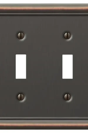 Amerelle Chelsea Series 149TTDB Wallplate, 4-7/8 in L, 4-15/16 in W, 2-Gang, Steel, Aged Bronze, Screw Mount, Pack of 3 Today Only