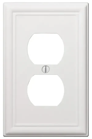Amerelle 149DW Receptacle Wallplate, 5 in L, 2-7/8 in W, 1 -Gang, Steel, White, Screw Mounting, Pack of 4 Sale