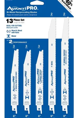 New Release Avanti Pro PS0013S Reciprocating Saw Blade Set, 13-Piece, Bi-Metal