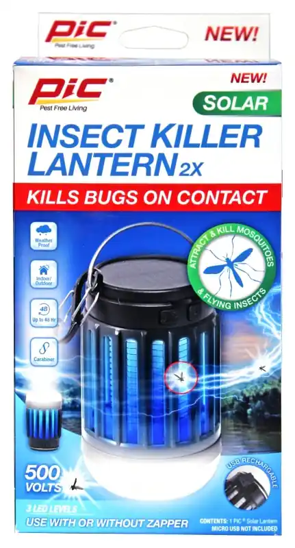 Authentic PIC SOLAR-PLZ 2-in-1 Insect Killer Lantern, Solar Battery