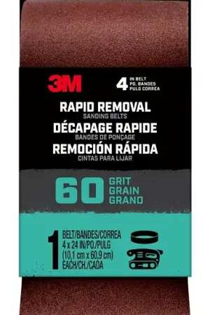 3M 27399 Sanding Belt, 3 in W, 18 in L, 60 Grit, Aluminum Oxide Abrasive Authentic