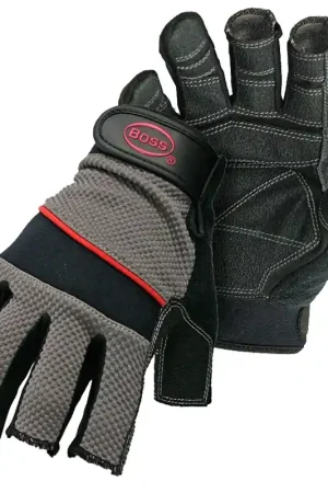 Boss 5201M Carpenter Gloves, M, Shortened Thumb, Wrist Strap Cuff, PVC Flash Sale