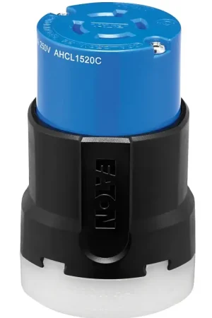 Arrow Hart AHCL1520C Ultra-Grip Locking Connector, 3 -Pole, 20 A, 250 VAC, NEMA: NEMA L15-20, Black/Blue One Day Deal