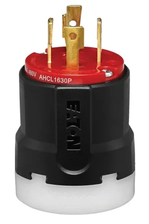 Arrow Hart AHCL1630P Ultra-Grip Locking Plug, 3 -Pole, 30 A, 480 VAC, NEMA: NEMA L16-30, Black/Red Crafted