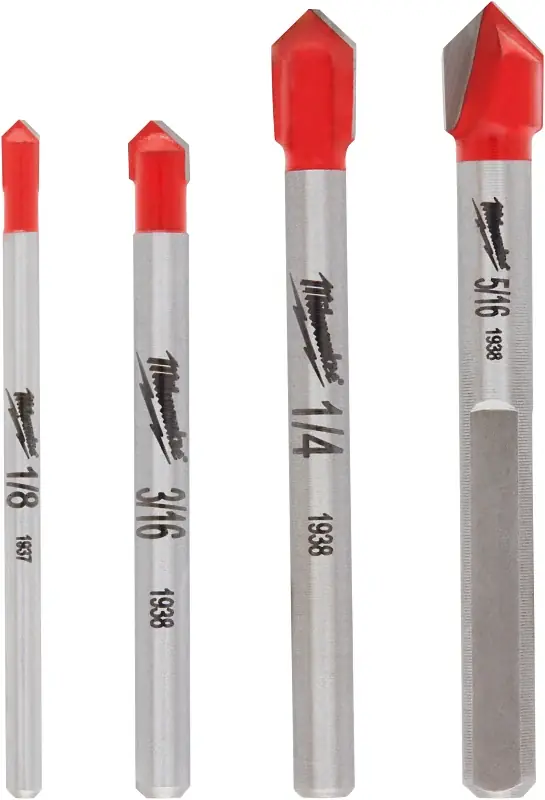Milwaukee 48-20-8988 Series Drill Bit Set, Specifications: 3-Flat Shank, 4-Piece, Carbide Crafted