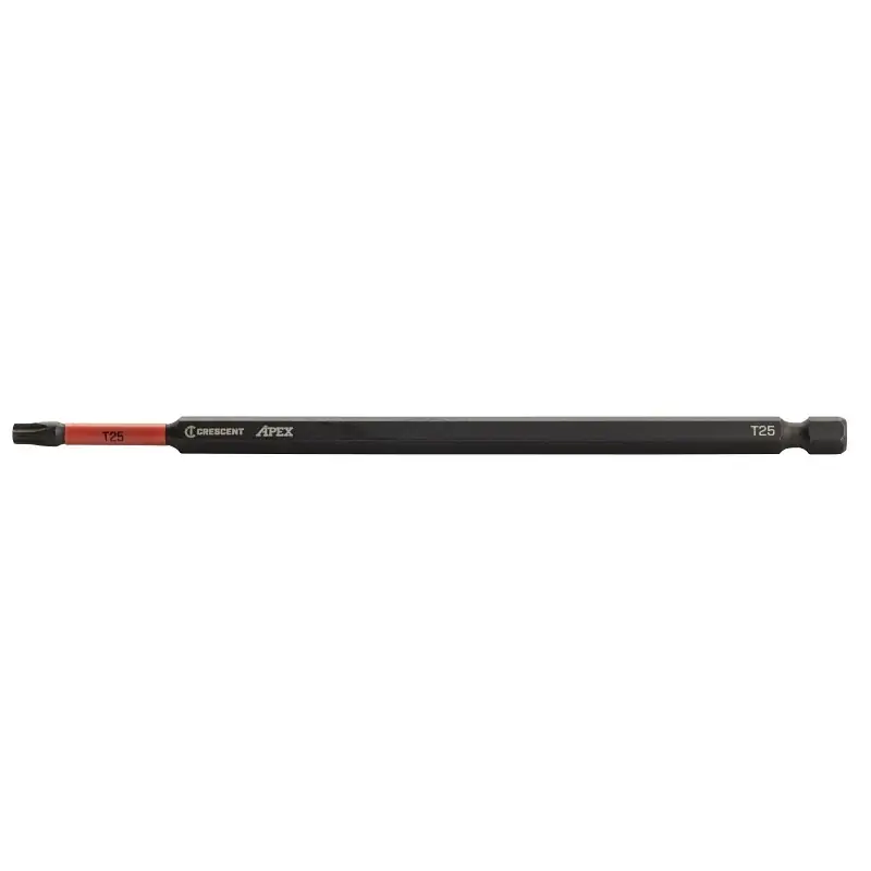 Crescent APEX Vortex CAVB6T25 Impact Power Bit, T25 Drive, Torx Drive, 1/4 in Shank, Hex Shank, 6 in L, Steel, Pack of 4 Deal