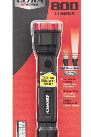 Grab Now Dorcy Ultra HD Series 41-4331 Flashlight, AA Battery, 425 Lumens Lumens, 328 m Beam Distance, 75 min Run Time, Black