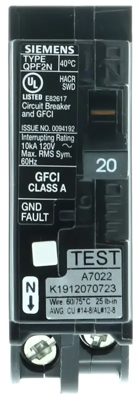 Express Delivery Siemens QF120AN Circuit Breaker, GFCI, Low Voltage, 20 A, 1 -Pole, 120 V, Plug Mounting