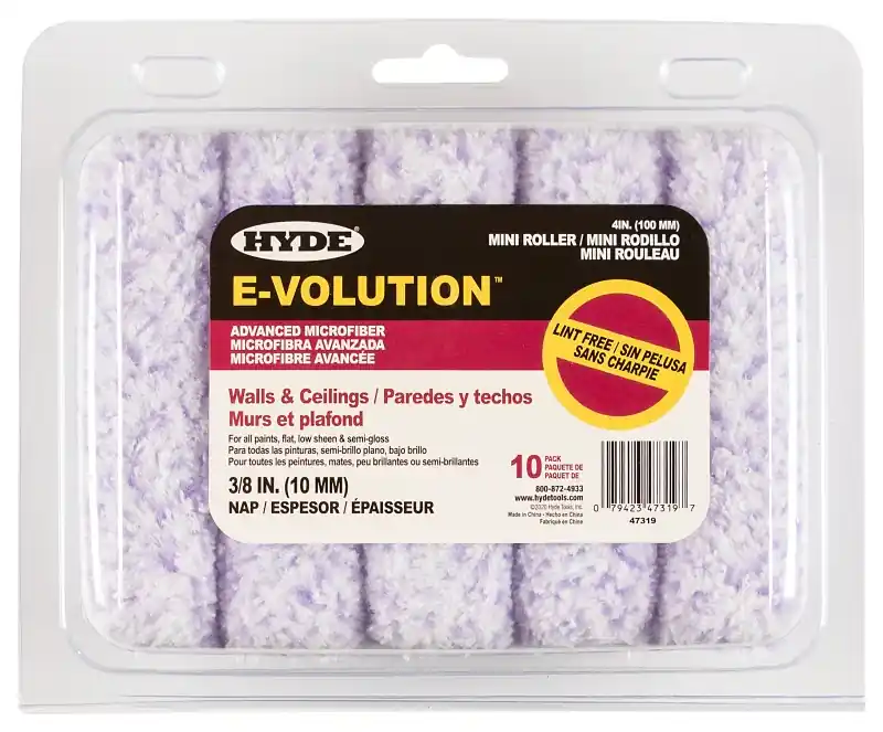 Affordable Hyde 47319 Mini Roller Cover, 3/8 in Thick Nap, 4 in L, 10/PK