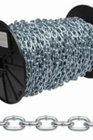 Super Sale Campbell 0621309 Straight Link Coil Chain, #4, 100 ft L, 215 lb Working Load, Carbon Steel, Zinc