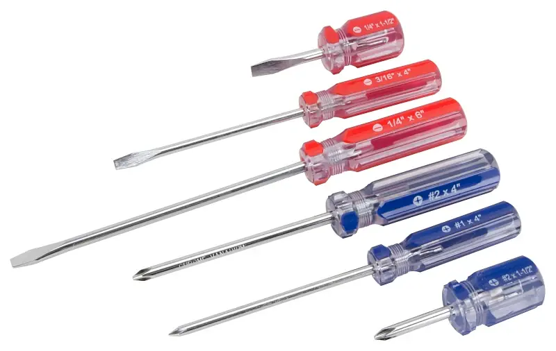 Vulcan SD-SET-1 Screwdriver Set, 6-Piece, Chrome Plated, Blue & Red (Handle) Latest