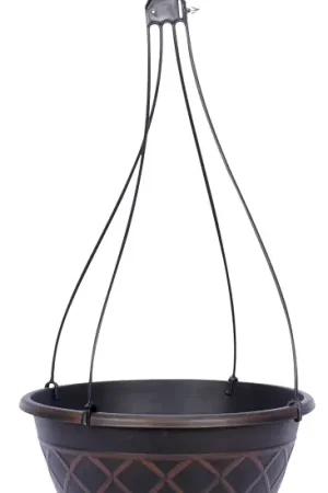 Southern Patio HDR-054825 Hanging Basket Planter, 12 in H, Resin, Brown Professional Grade