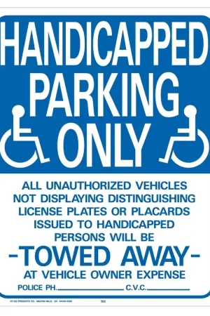 Affordable Hy-Ko 703 Parking Sign, Rectangular, Blue/White Legend, Blue/White Background, Plastic, 15 in W x 19 in H Dimensions, Pack of 10