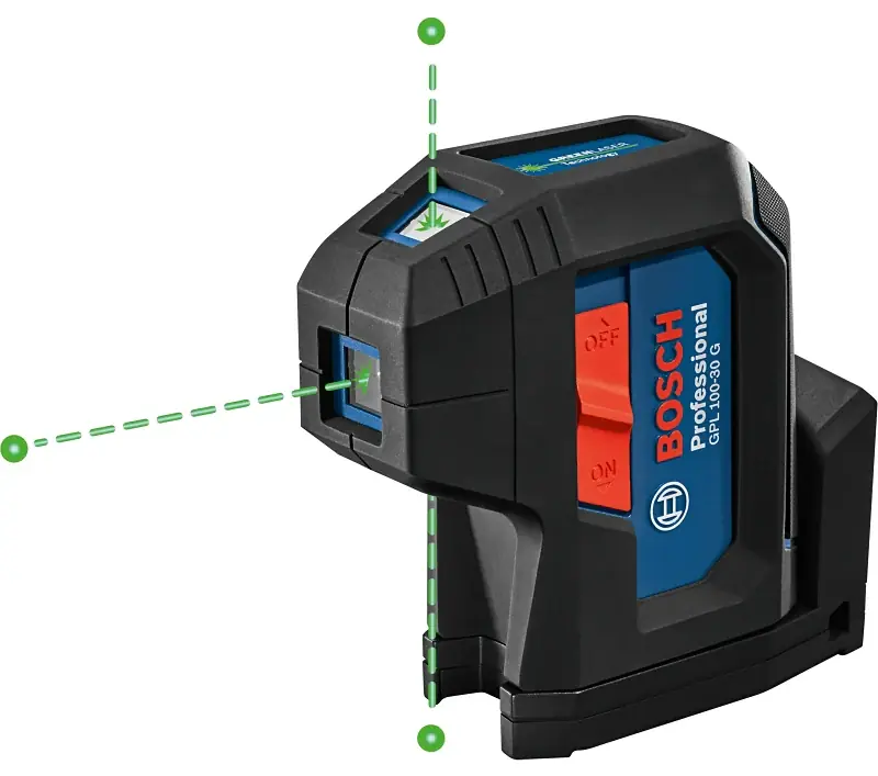 Budget Bosch GPL100-30G Three-Point Alignment Laser Level, 125 ft, +/-1/8 in at 30 ft Accuracy, 2-Beam, Green Laser