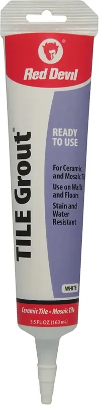 Genuine Red Devil 0425 Tile Grout, White, 5.5 oz Squeeze Tube