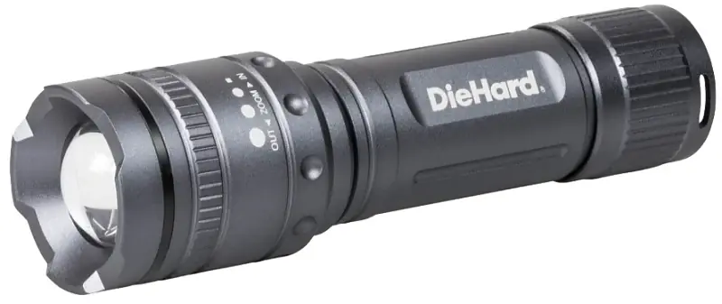 DieHard 41-6121 Flashlight, AAA Battery, LED Lamp, 600 Lumens, 150 m Beam Distance, 3 hr Run Time, Gray Big Sale
