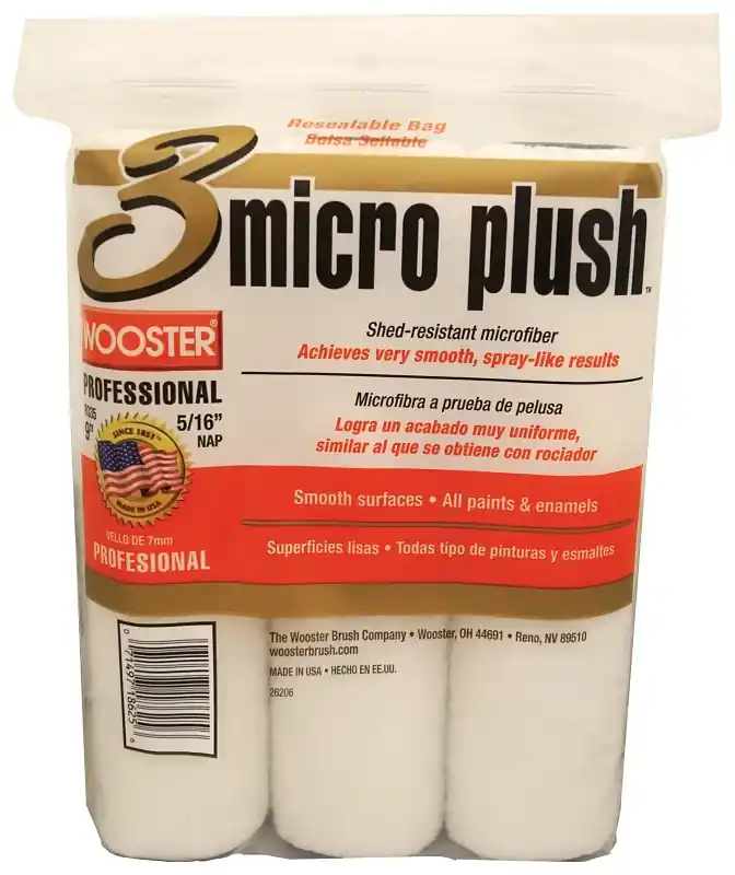 Wooster R335-9 Roller Cover, White, 5/16 in Thick Nap, 9 in L, Microfiber Cover, 3/PK High Quality