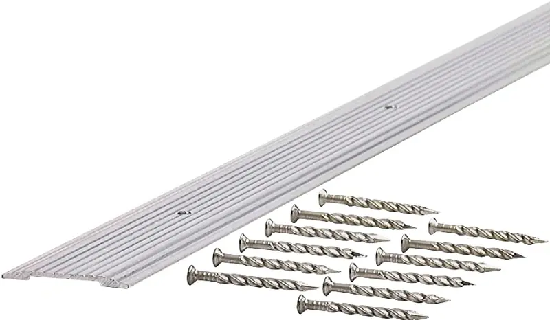Low Price M-D 78014 Seam Binder, 36 in L, 1-1/4 in W, Fluted Surface, Hardwood, Mill/Silver