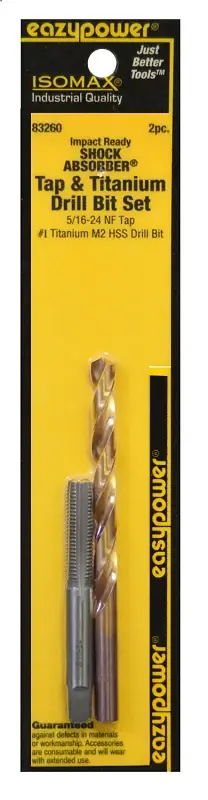 Big Sale Eazypower 83260 Tap and Drill Set, 5/16-24 Thread, Titanium
