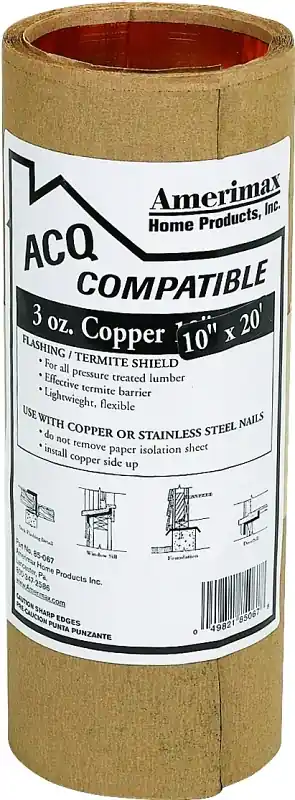 Time-Limited Amerimax 85067 Flashing Roll, 20 ft OAL, 10 in OAW, Copper