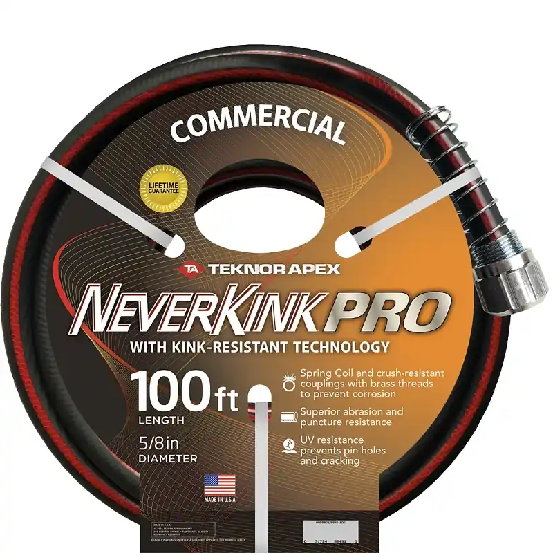 Authentic Apex Neverkink Pro Commercial 8845-100 Water Hose, 5/8 in, 100 ft L, Brass Threaded Coupling